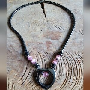 Handcrafted Hematite Heart Necklace